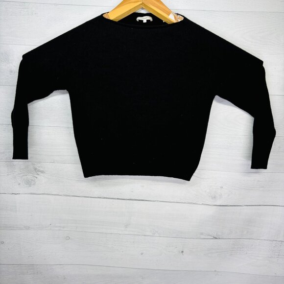 Vince Black Wool Cashmere Rolled Boat Neck Knit Sweater Womens Size XS - Picture 2 of 14
